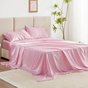 4-Piece Pink Satin Sheets